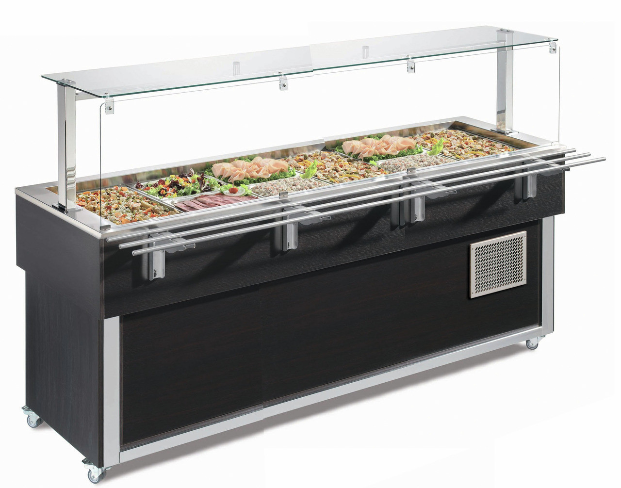 Ausgabe-Element gekühlte Wanne 2144 mm GN 6/1 Vollverkleidung Wenge